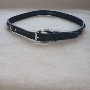 Black Leather Belt with Silver Buckle